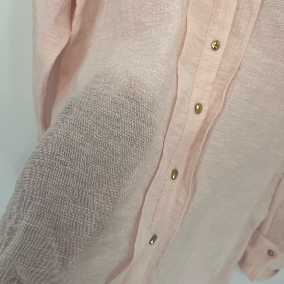 Zara Oversized Wrinkle Effect Semi Sheer Gold Button Detail Button Down Blouse - Picture 6 of 8